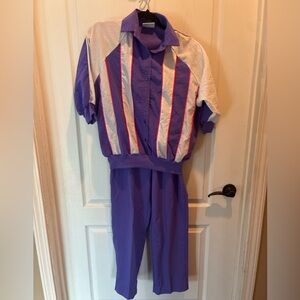 💜 Vintage 80s 90s Centre Pointe Two-Piece Set – Retro Tracksuit – Size Medium